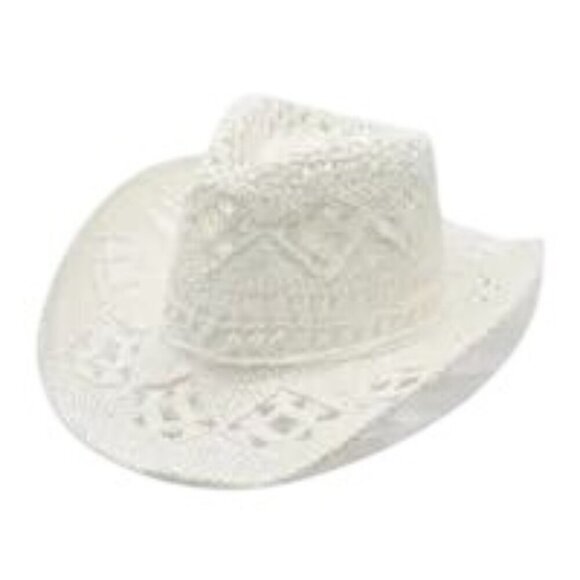 Western Style White Cowboy Straw Hat & Rolled Brim One Size Fits Most Plain Read - Picture 4 of 7